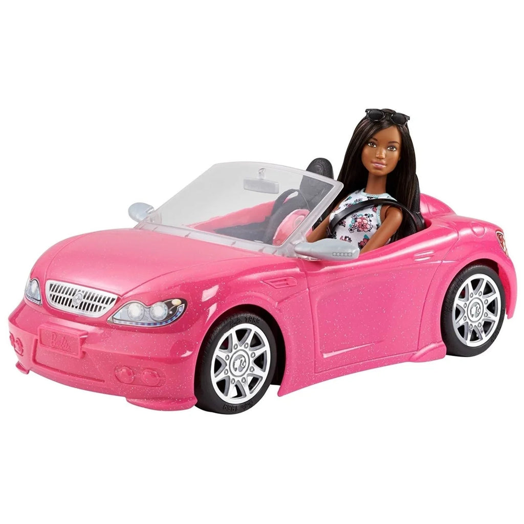 Barbie Doll & Convertible Car Brunette Figure Pink Vehicle E4032