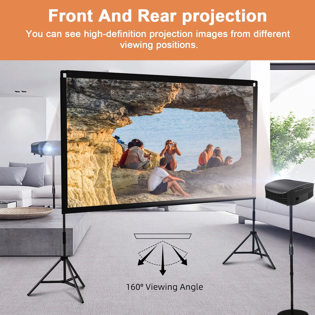 100inch Projector Screen with Stand 16:9 4K Wrinkle-Free with Carry Bag F435
