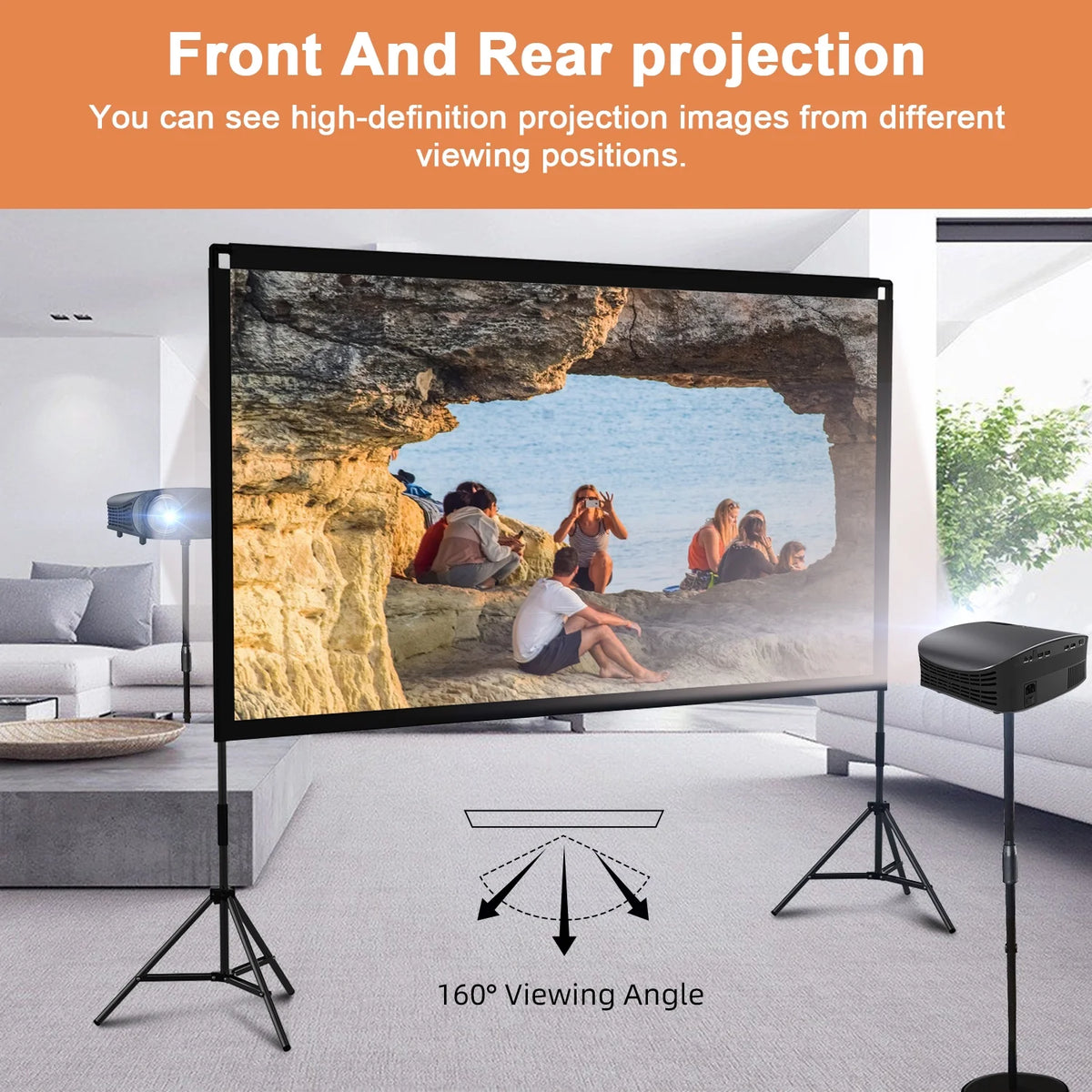 100inch Projector Screen with Stand 16:9 4K Wrinkle-Free with Carry Bag F435