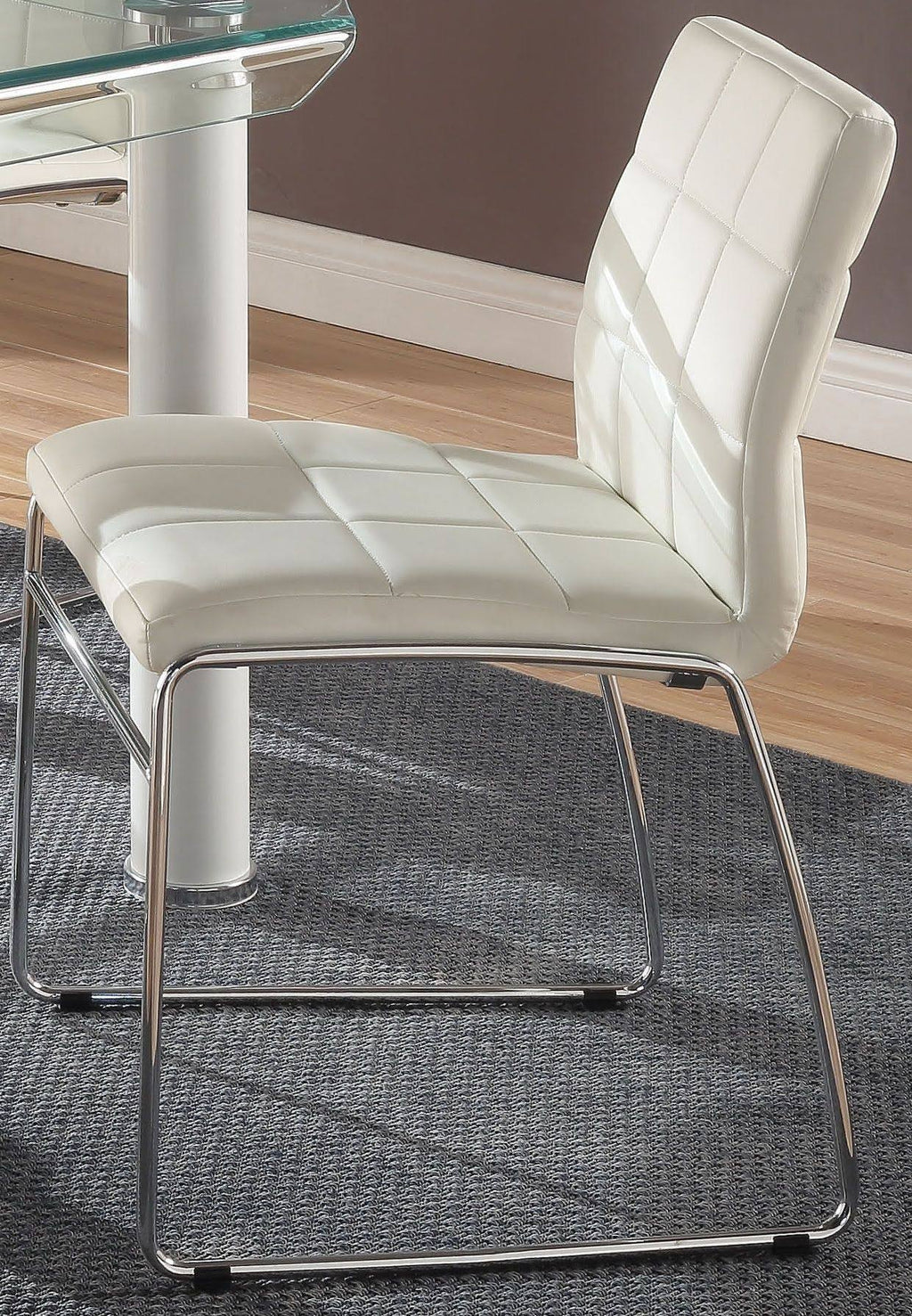White PU Chrome Side Chair (Set of 2) U39120