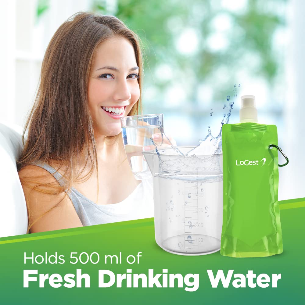 Portable Water Filter Pump Set with 2 Collapsible Water Bottles Q47829
