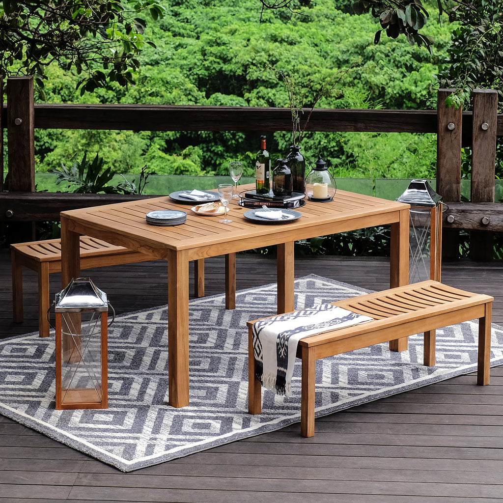 Solid Teak Wood Outdoor Backless Bench I7477