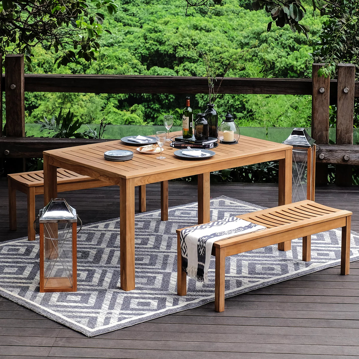 Solid Teak Wood Outdoor Backless Bench I7477