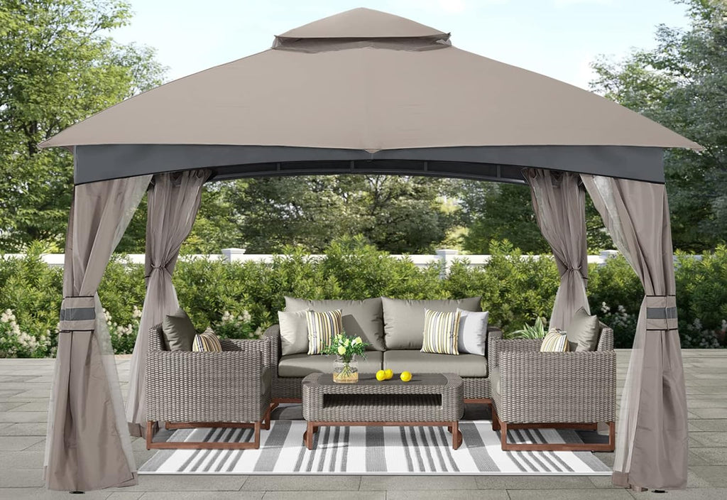 10 Ft x 10 Ft Patio Gazebo with Netting M158283