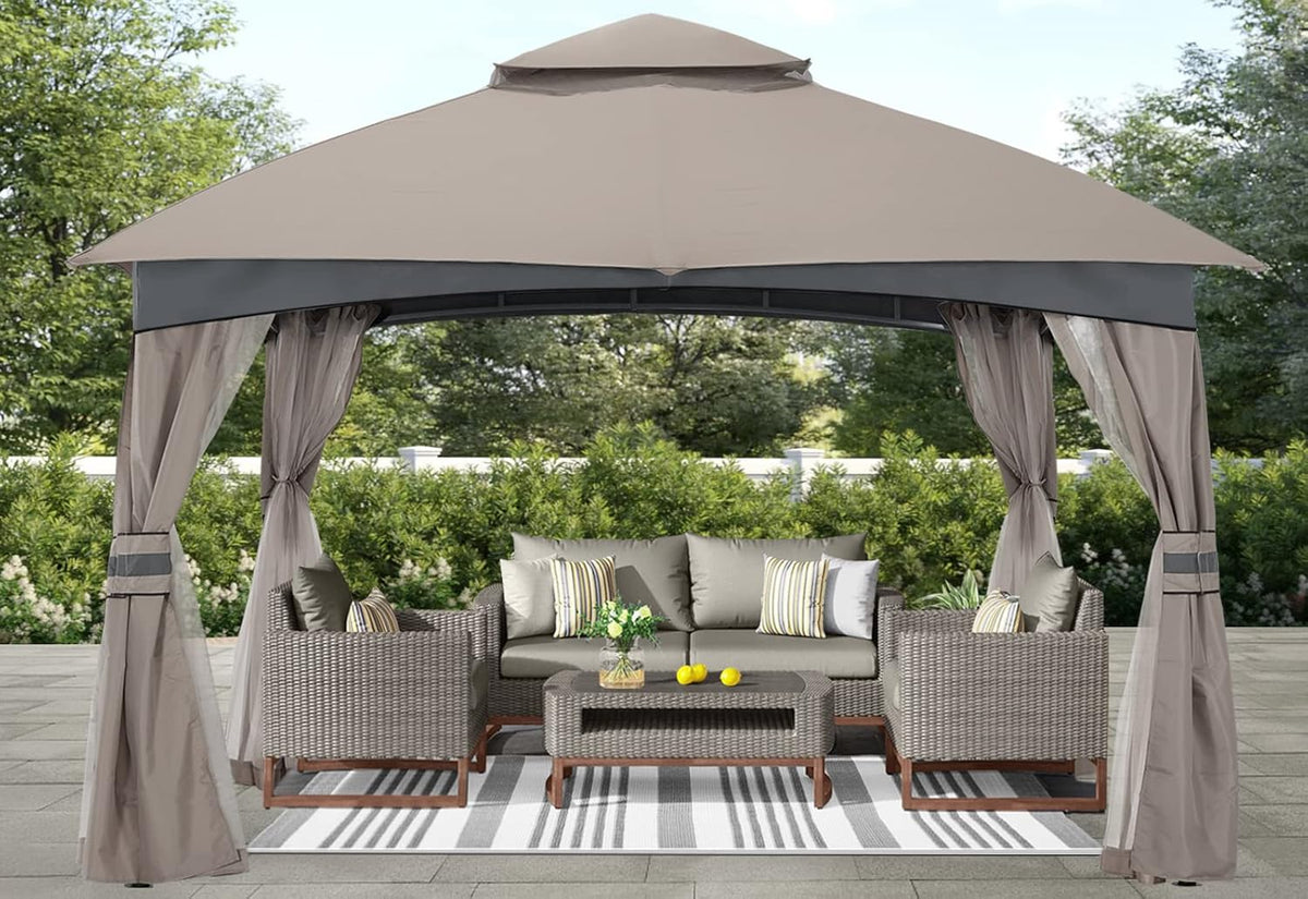 10 Ft x 10 Ft Patio Gazebo with Netting M158283