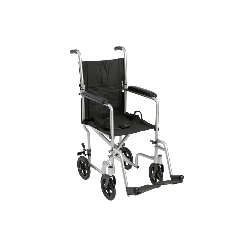 Lightweight Transport Wheelchair, 19x22 Seat, Silver I812