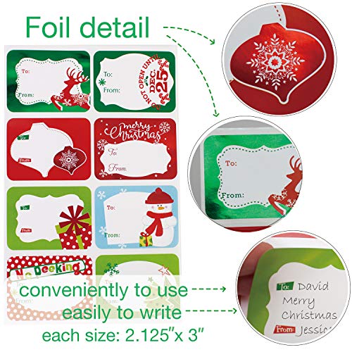 80 Count Foil Christmas Tag Stickers M725