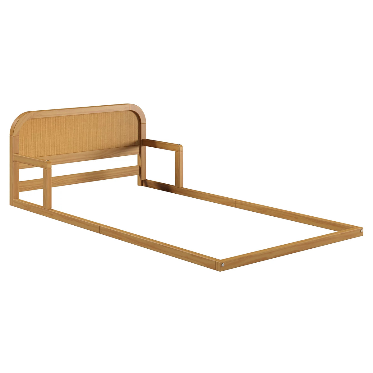 Twin Floor Bed Frame with Headboard Solid Pine Wood Natural M90276