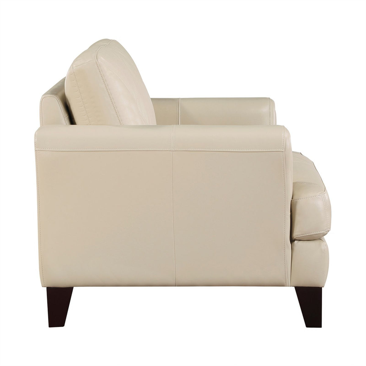 19" Plywood and Leather Chair in Cream M2146