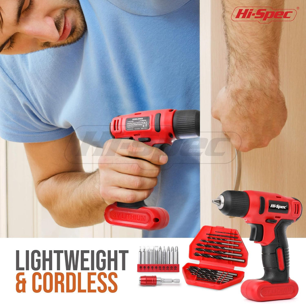 8V Electric Power Drill Driver & Home DIY Tool Kit Set W216428