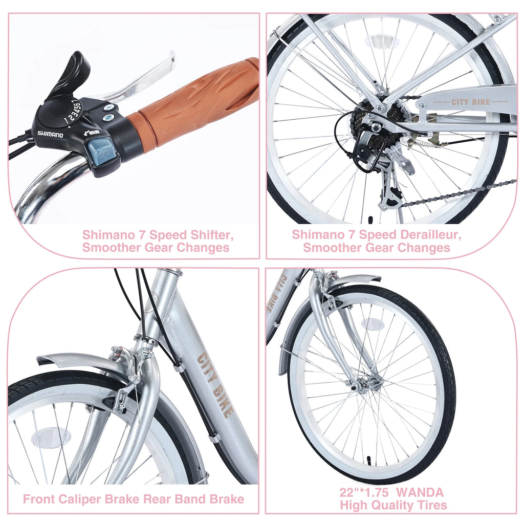 22 Inch Aluminum Alloy 7 Speed City Bike A775801