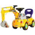 Yellow Kids Excavator Ride on Truck with Garden Set Music Lights Storage G46780