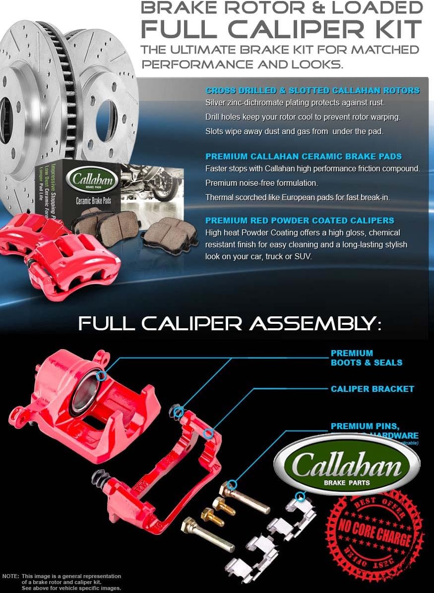 REAR Powder Coated Red Calipers 8 Lug Rotors Ceramic Pads Kit H9020