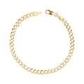 14k Yellow Gold Solid 5mm Cuban Chain Pave Two Tone Bracelet M75471