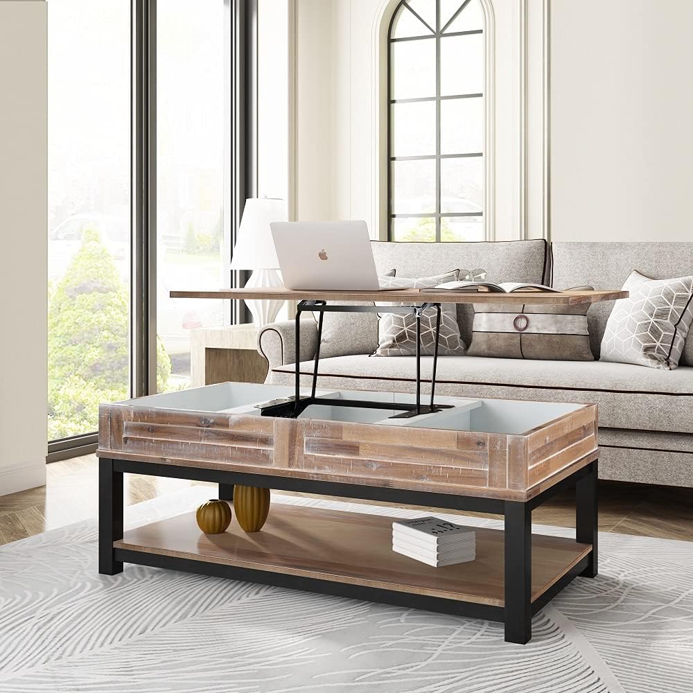 Gray Wood Coffee Table with Drawer and Storage Shelf P497719
