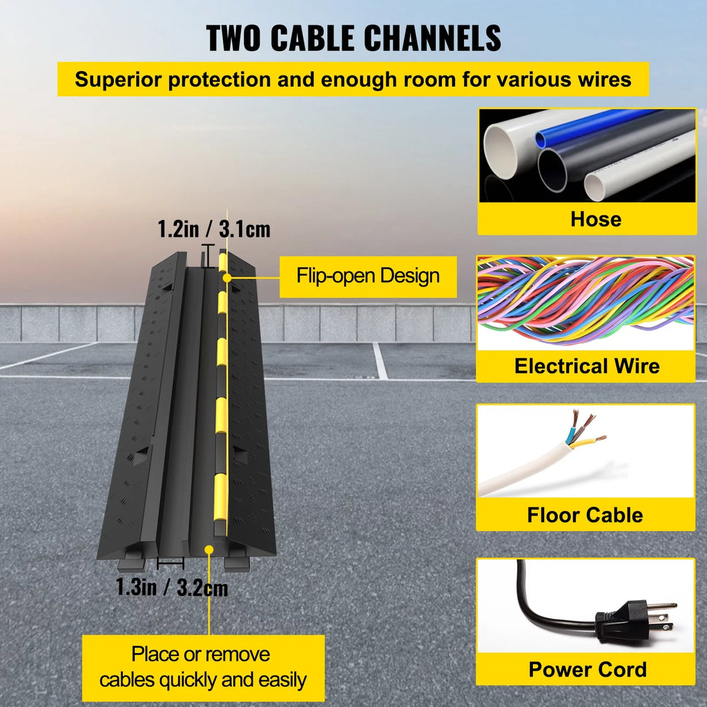3 Pcs 2-Cable Rubber Electrical Wire Cover Protector Ramp N635