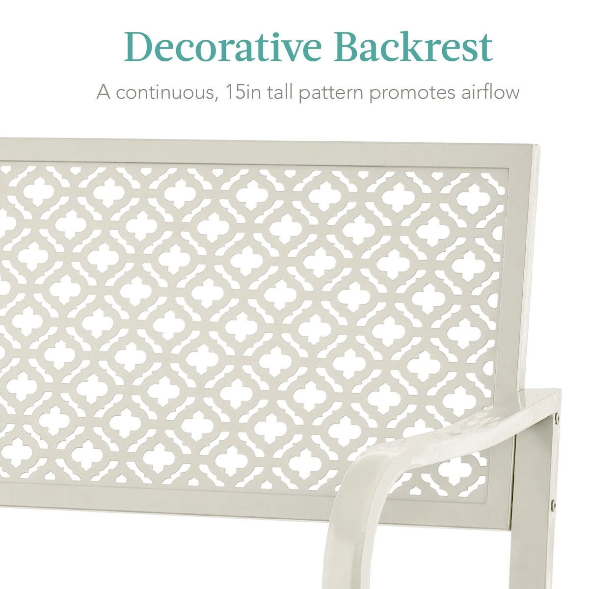 Indoor Outdoor Steel Garden Bench with Geometric Backrest X918