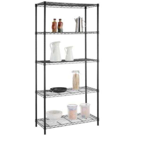 5-Tier Steel Wire Shelving Unit in Black L811346