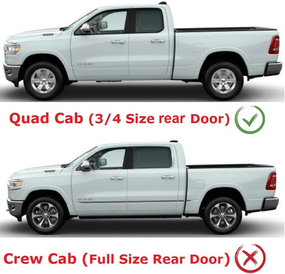 Dark Tinted Side Window Visor Deflectors Rain Guards for Dodge RAM 1500 Quad cab 2019 2020 2021 Pack of 2 F38221