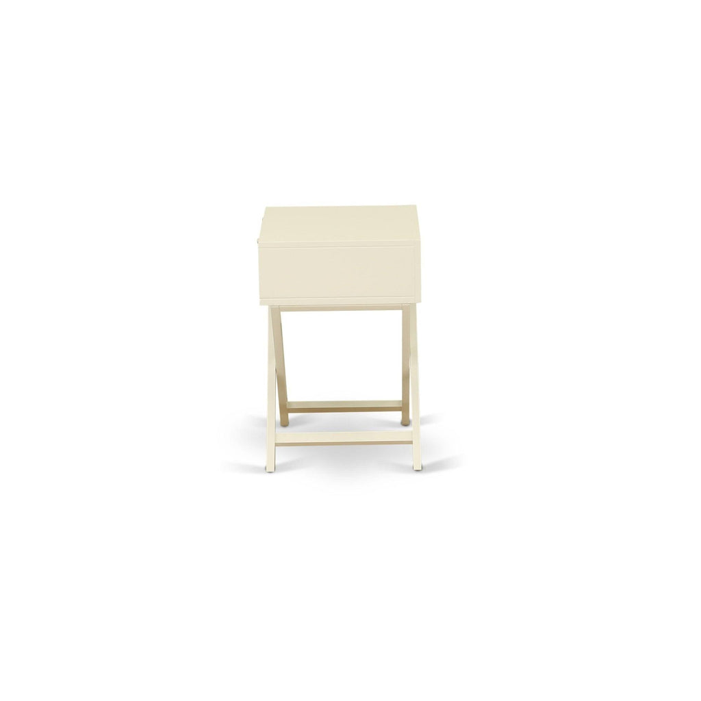 Square Night Stand End Table with Drawer in White Finish D65317
