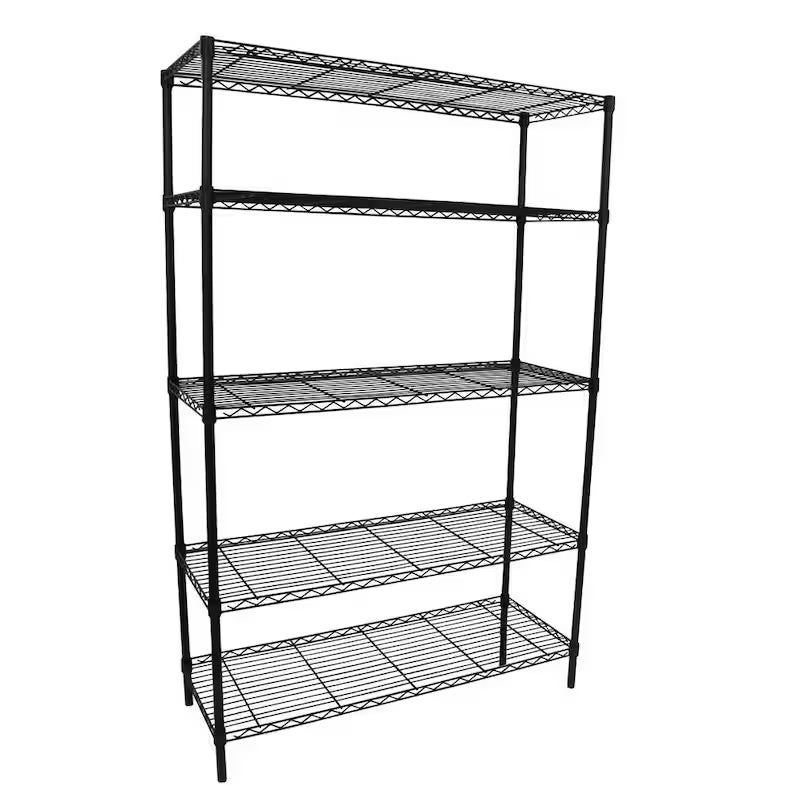 5-Tier Steel Wire Shelving Unit in Black L811346