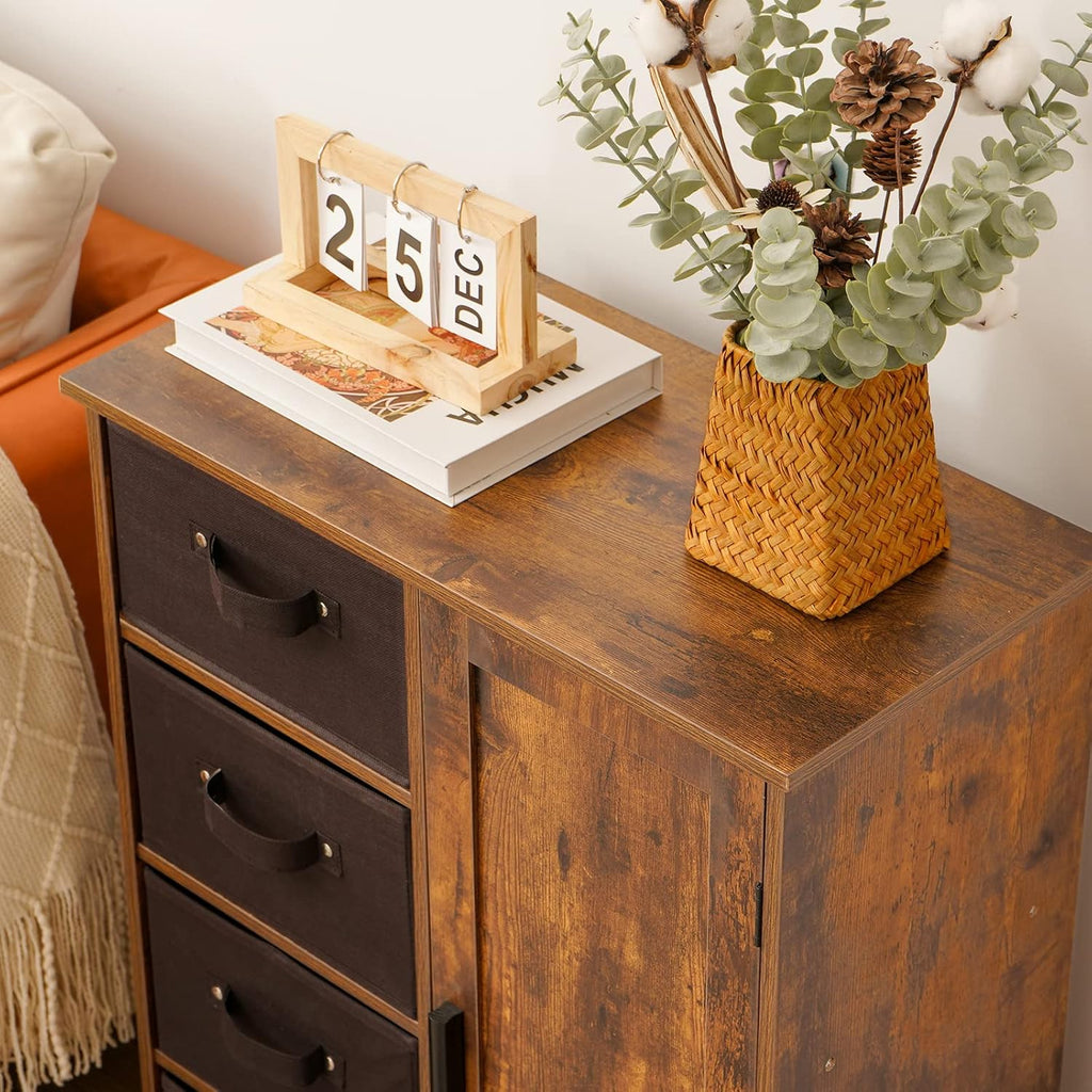 Rustic Brown Storage Cabinet with 4 Removable Drawers and 1 Door N687065
