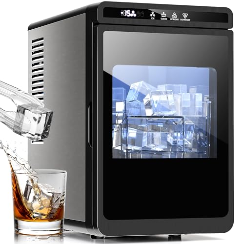 Clear Ice Cube Makers, 26Lbs/24H, Portable Countertop, Self-Cleaning, Black S9982