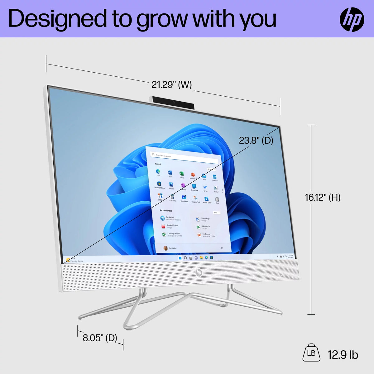 23.8" Touch FHD All-in-One PC, Intel Core i3-1115G4, 8GB SDRAM, 256GB SSD, Snow White, Windows 11 Home J75211