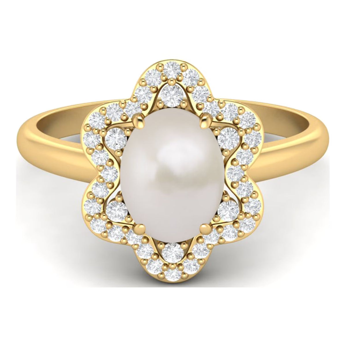 10K Gold Oval Pearl Ring Z24118