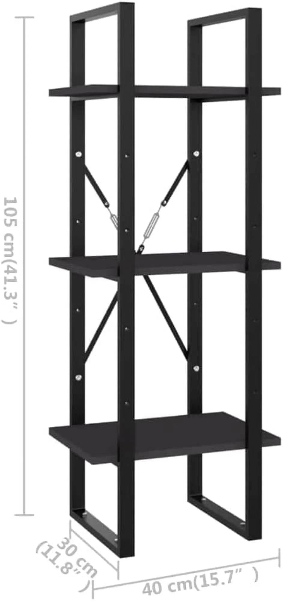 3-Tier Small Bookshelf Gray Engineered Wood M3306