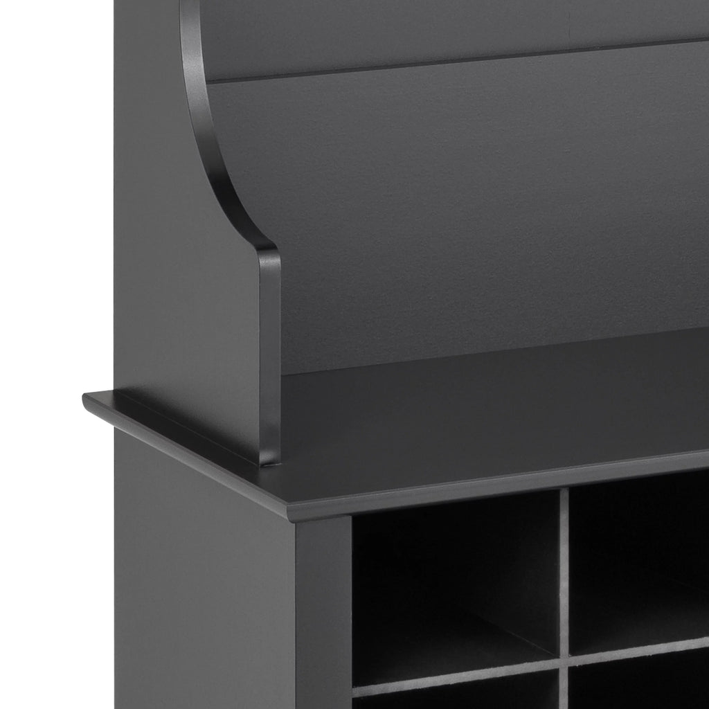 60" Wide Hall Tree with 24 Shoe Cubbies, Black A80712