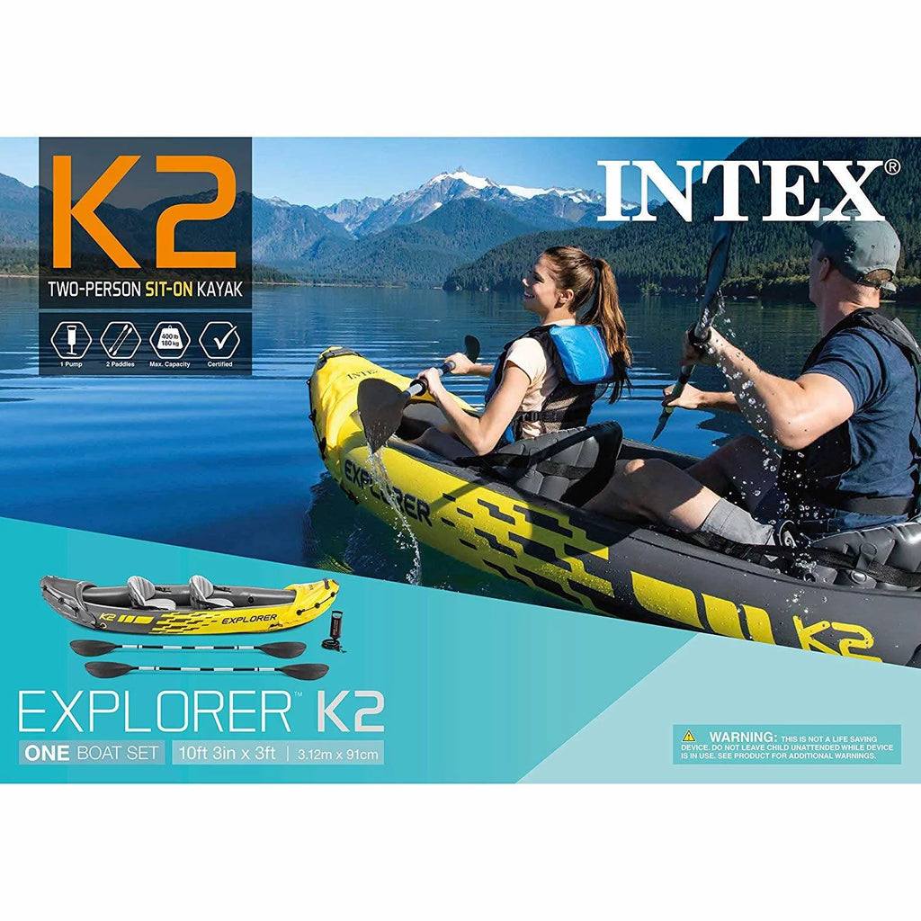 Yellow 2 Person Inflatable Kayak with Oars & Air Pump E597