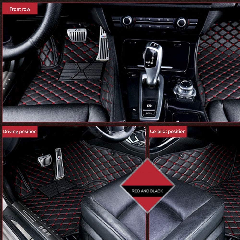 Black with Beige Stitching XPE Leather Car Floor Mats V169