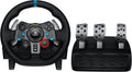 Black Leather Steering Wheel with Floor Pedals V128