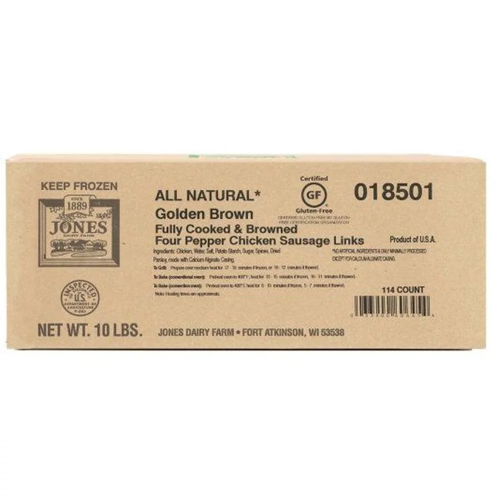 All Natural Fully Cooked Four Pepper Chicken Sausage Links, 1.4 Ounce P221