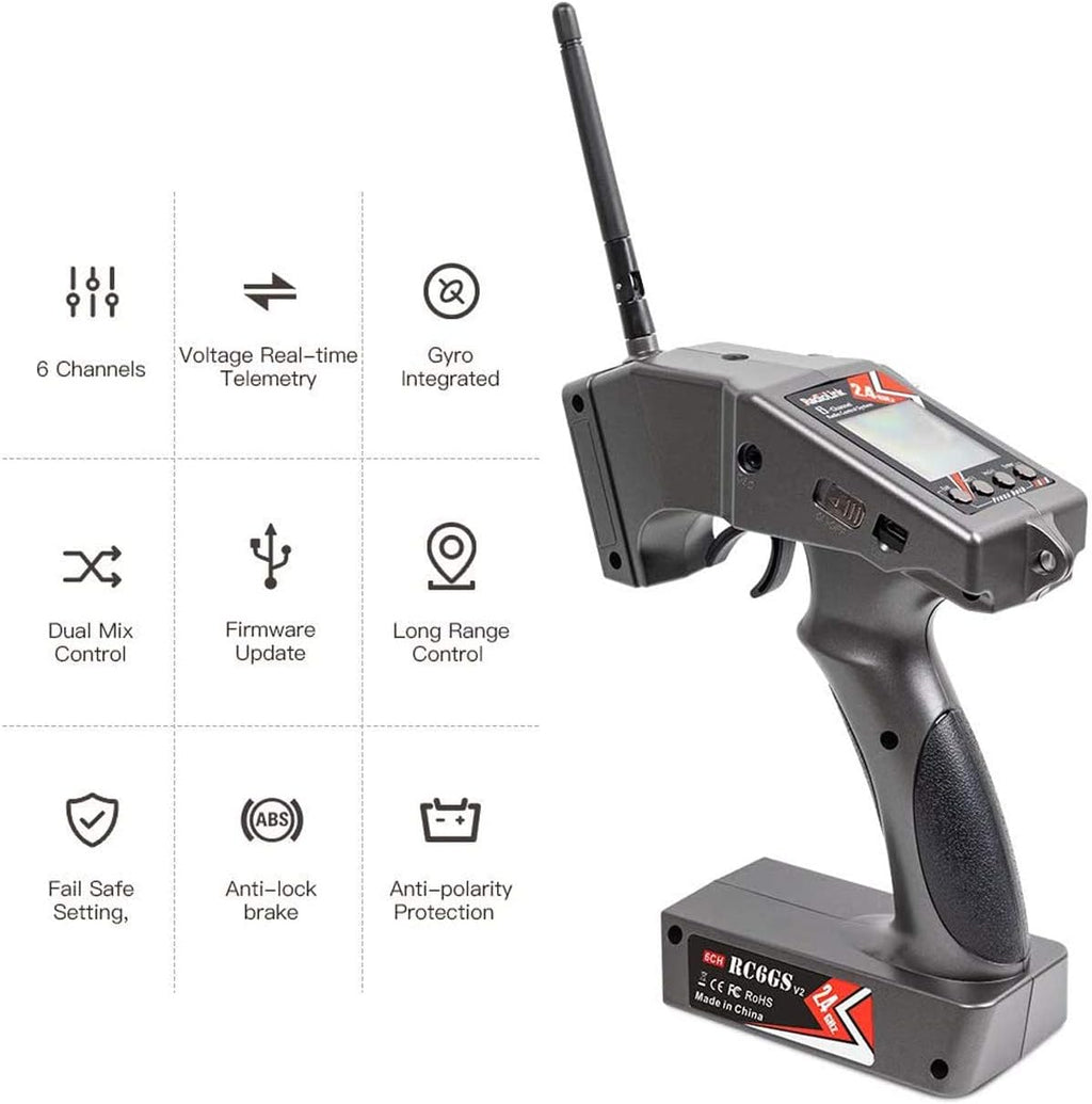6CH RC Transmitter and Receiver 2.4g Gyro Telemetry Remote Controller E304