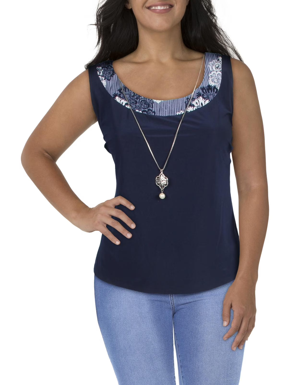 Knit Contrast Trim Tank Top G77029