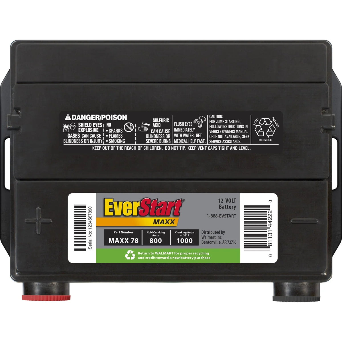 Lead Acid Automotive Battery, Group Size 78 12 Volt, 800 CCA F882