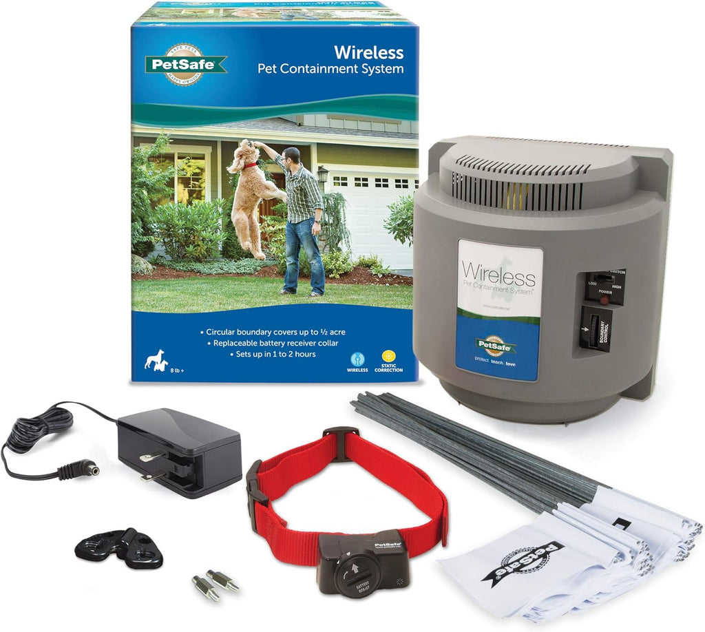 Wireless Pet Fence Pet Containment System, Covers up to 1/2 Acre, Waterproof Receiver with Tone / Static Correction U21890