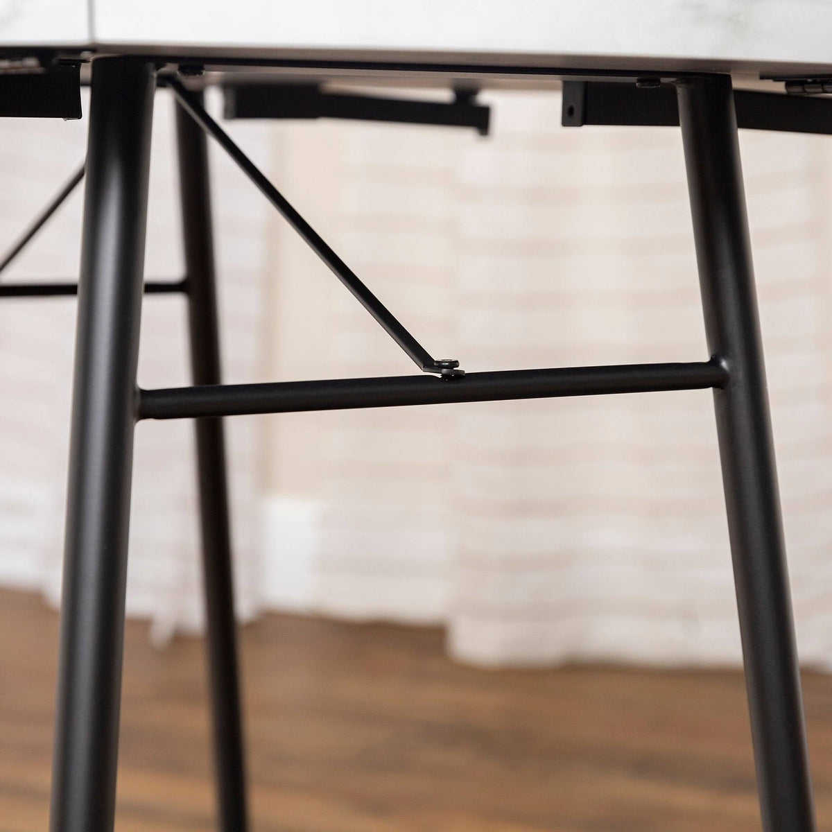 White Faux Marble Drop Leaf Dining Table D284