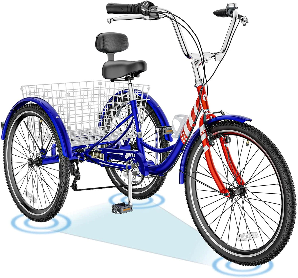 20/24/26 inch Adult Tricycle 3 Wheel Bike with Cargo Basket U2703