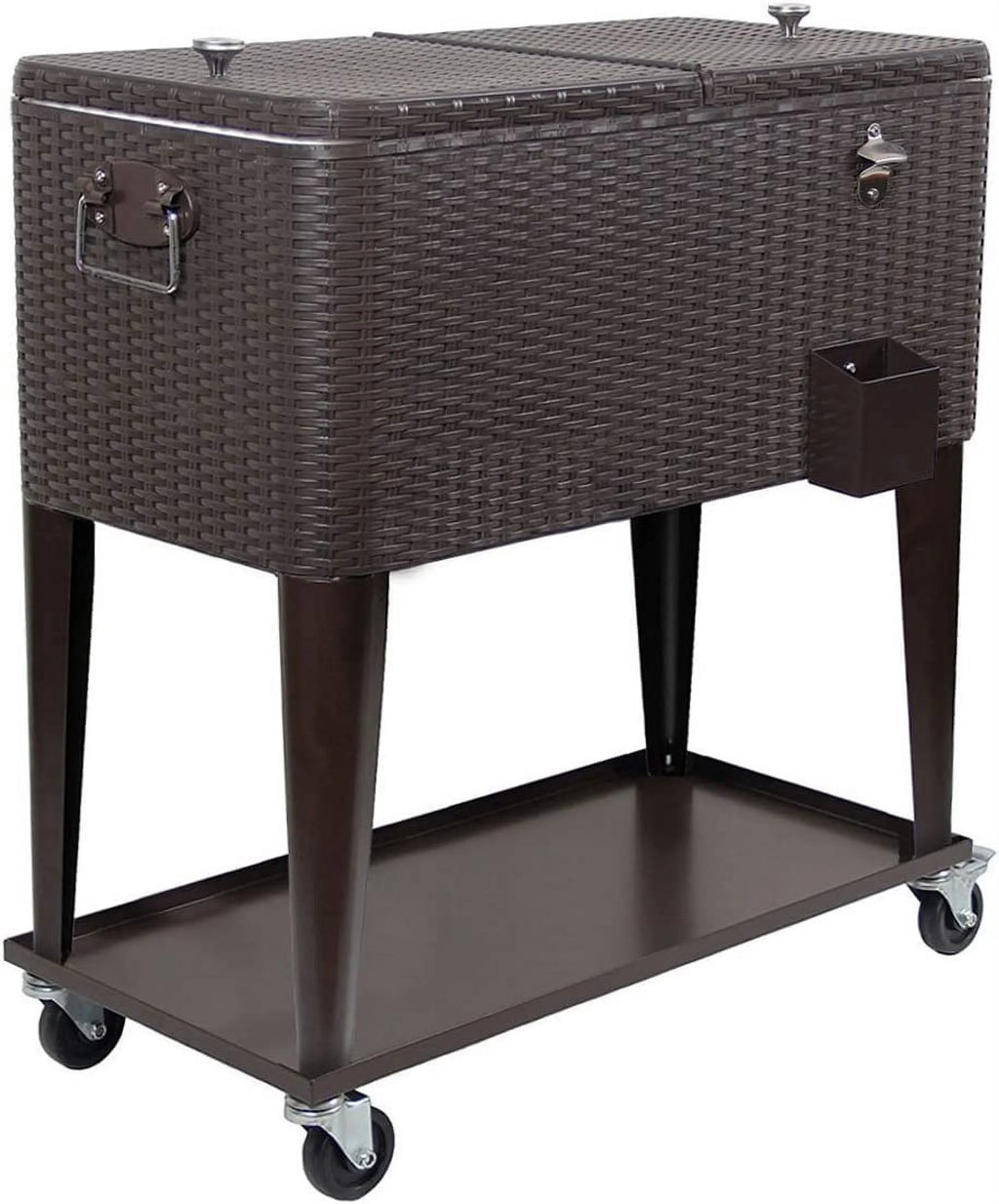 80 Quart Rolling Cooler Ice Chest Cart with Wheels Q8874