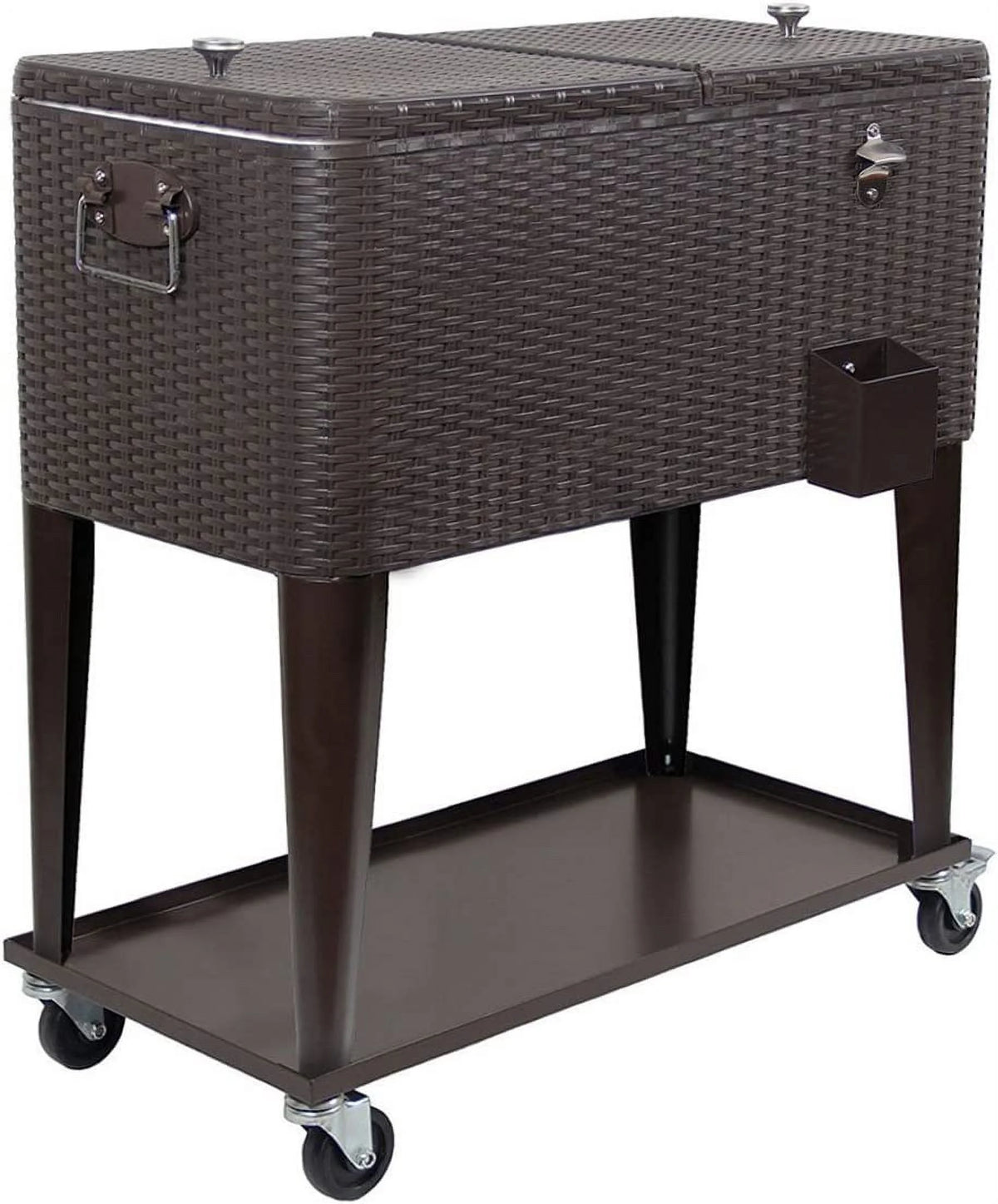 80 Quart Rolling Cooler Ice Chest Cart with Wheels Q8874