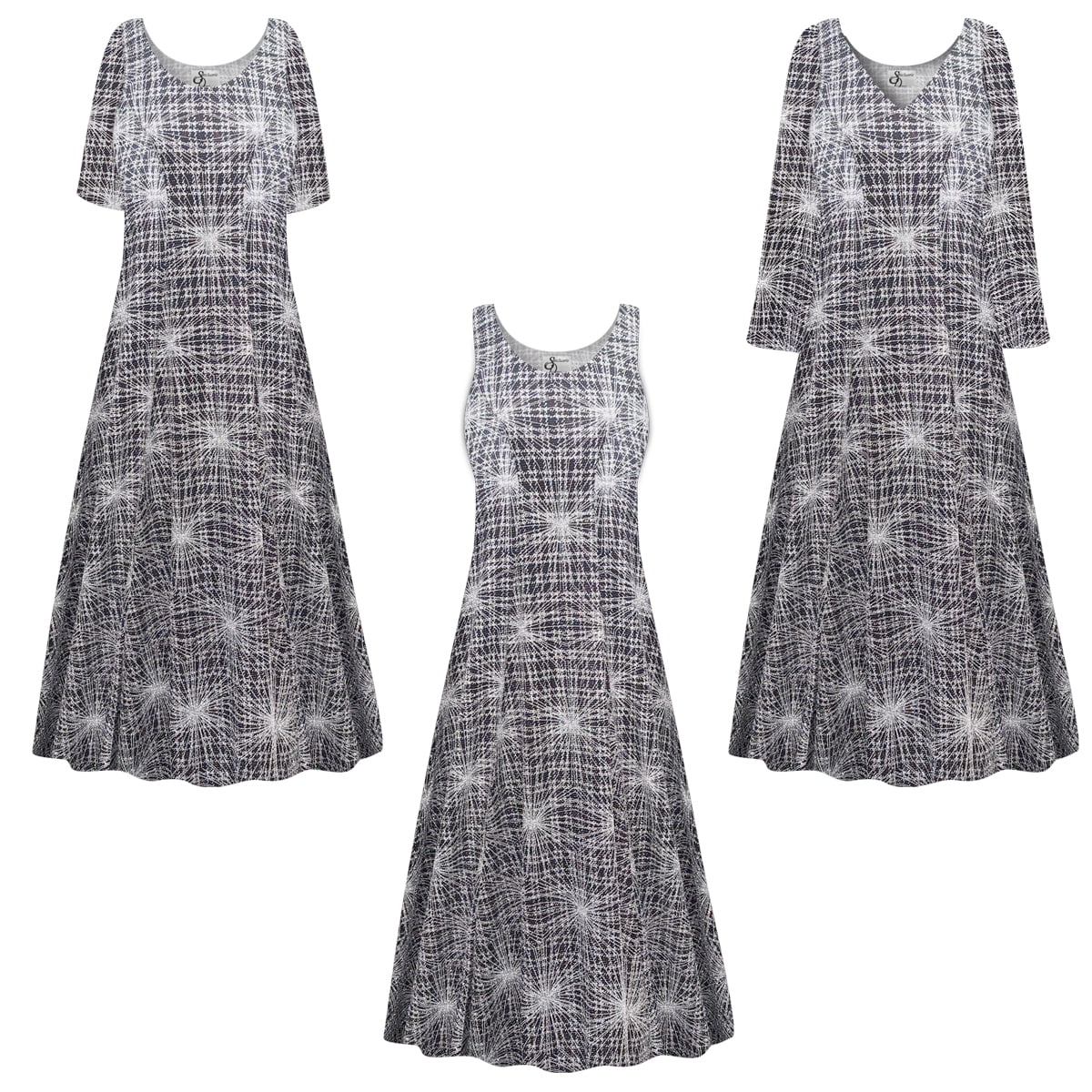 Silver Polaris Designer Print Short Sleeve Princess Cut Dress T631258