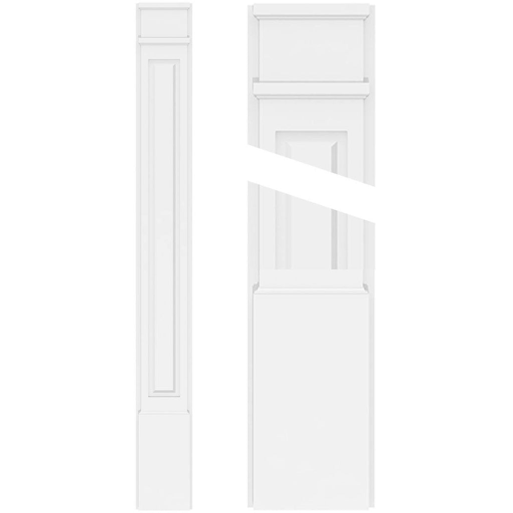 6x22W x 90x22H x 2x22P Raised Panel PVC Pilaster with Decorative Capital & Base (Pair) I4615