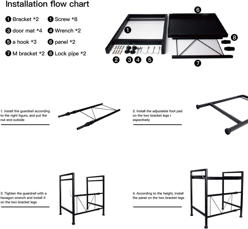 Expandable Metal Microwave Oven Rack Shelf 2 Tiers with 3 Hooks Black S290