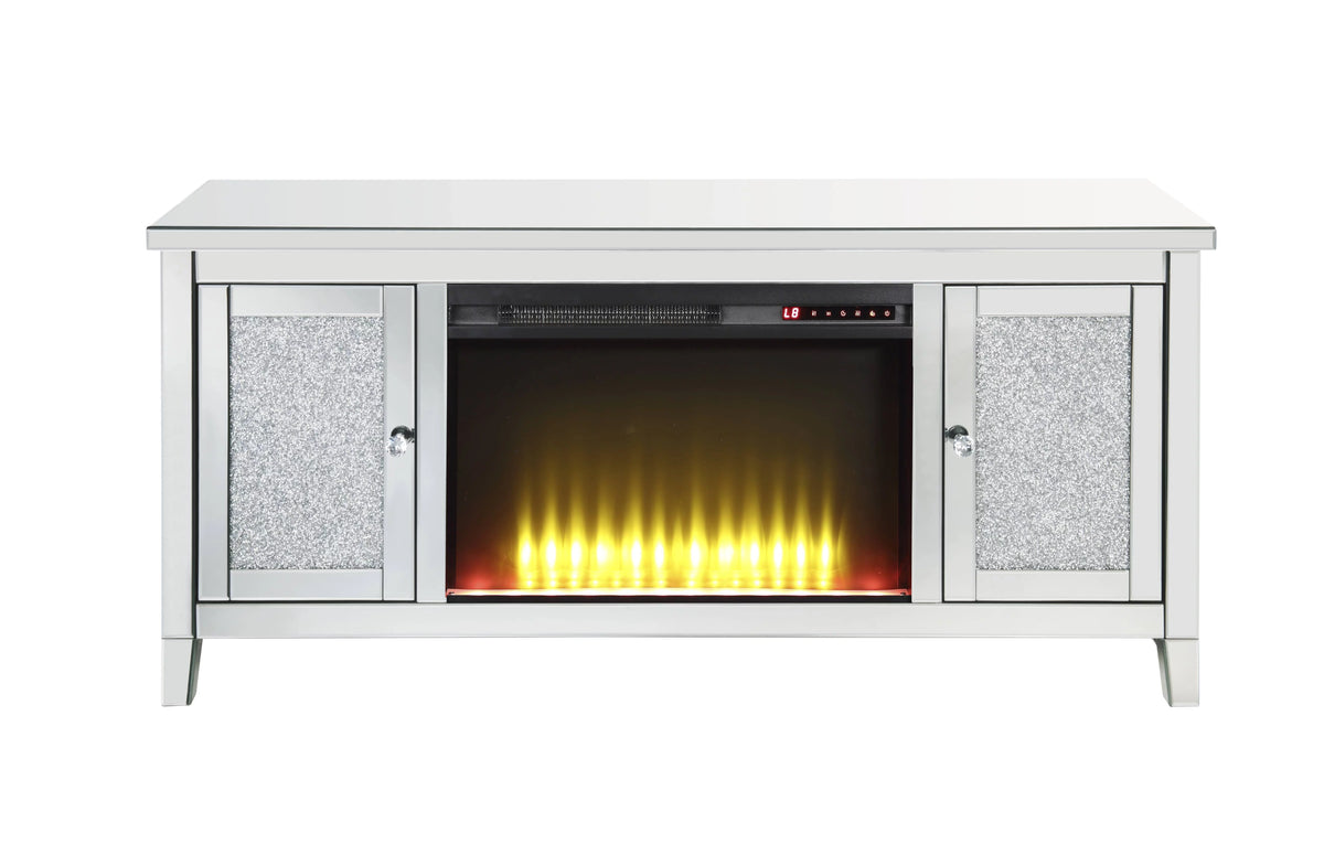 Mirrored TV Stand with Fireplace I40990