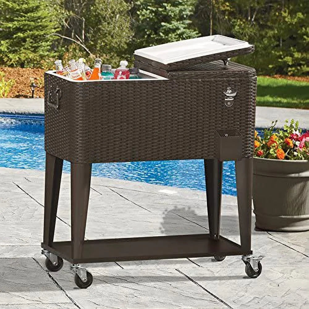 80 Quart Rolling Cooler Ice Chest Cart with Wheels Q8874