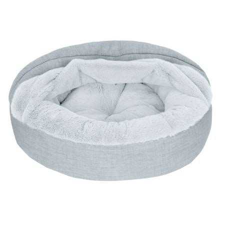 Plush & Performance Linen Hooded Donut Pet Bed Q4349