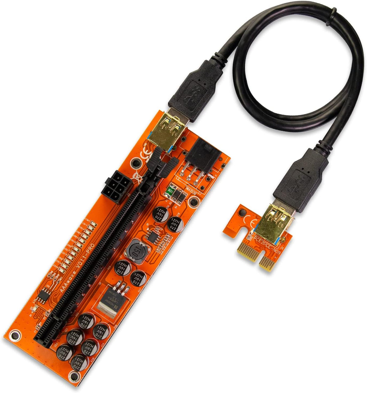 PCIE Riser 1x to 16x Graphic Extension 60cm USB 3.0 Cable Pack of 12 T519